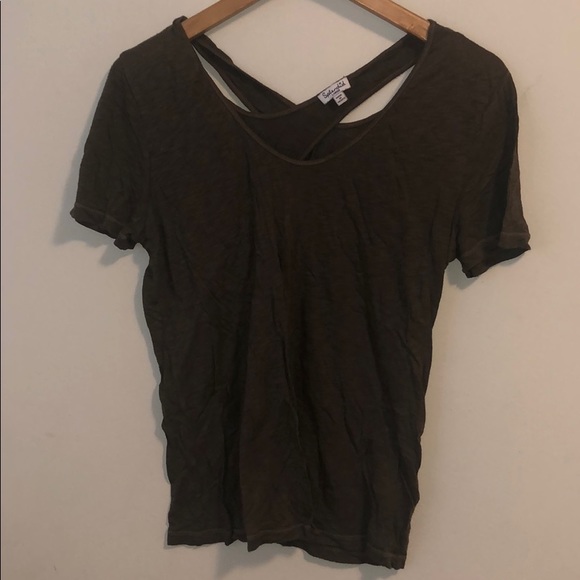 Splendid Cross Back Slub Tee in Military Olive - Picture 5 of 11